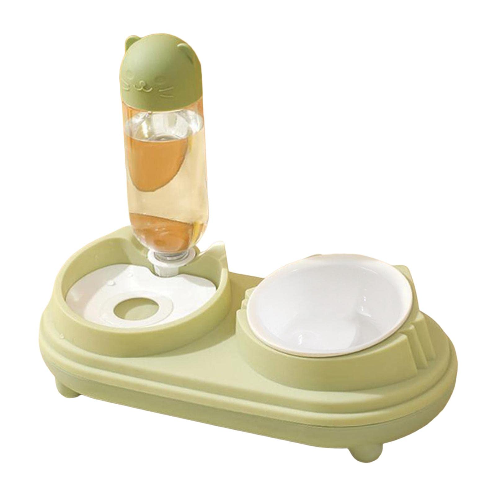 SECRET DESIRE Pet Drinking Fountain - Tilted Cat Food Bowl for Small & Medium Dogs, Rabbits - Green - Perfect for Indoor Feeding & Hydration Station
