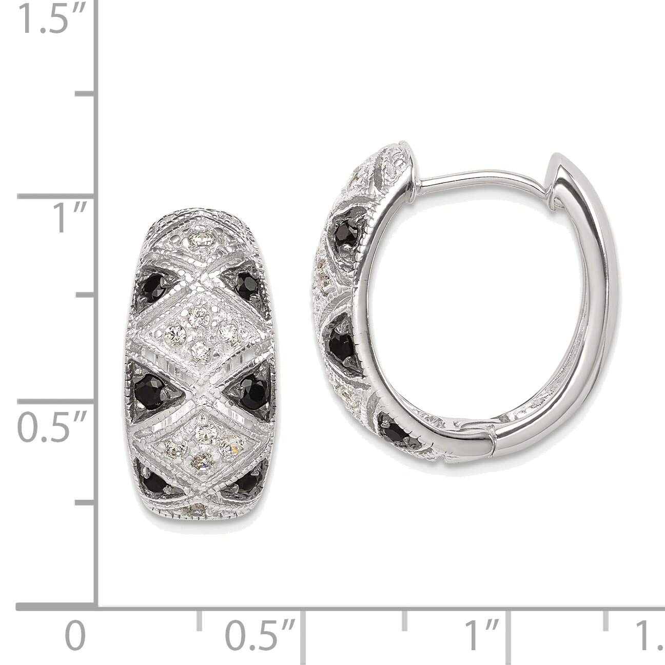 Solid Sterling Silver Black & Clear CZ Hinged Hoop Earrings for Women | Hypoallergenic Fashion Jewelry | Perfect for Parties, Weddings & Everyday Wear