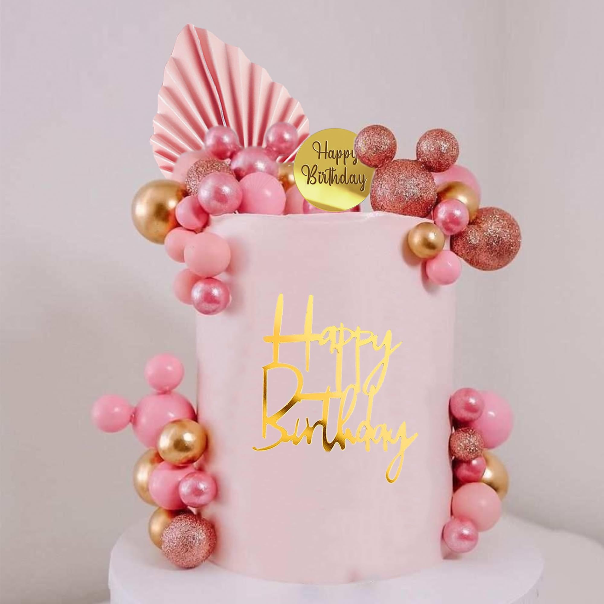 Pink Butterfly Cake Topper with Balls - Boho Birthday Cake Decorations for Baby Shower, Wedding & Party Supplies | Perfect for Boho-Themed Celebrations and Special Occasions
