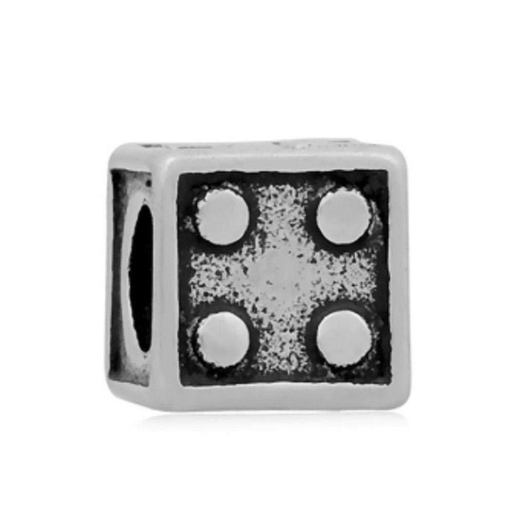 Stainless Steel Casino Dice Charm Bead for Charm Bracelets - Perfect for Jewelry Making, DIY Crafts, and Gambling-Themed Accessories