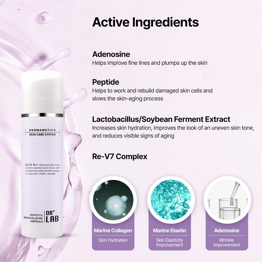 Biopepta Revitalizing Ampoule 5.07 fl oz (150ml) - Marine Collagen Peptide Serum for Skin Elasticity, Wrinkle Care & Deep Hydration | Korean Skincare for Anti-Aging & Glowing Skin | Perfect for Night Routine & Dry Skin Treatment
