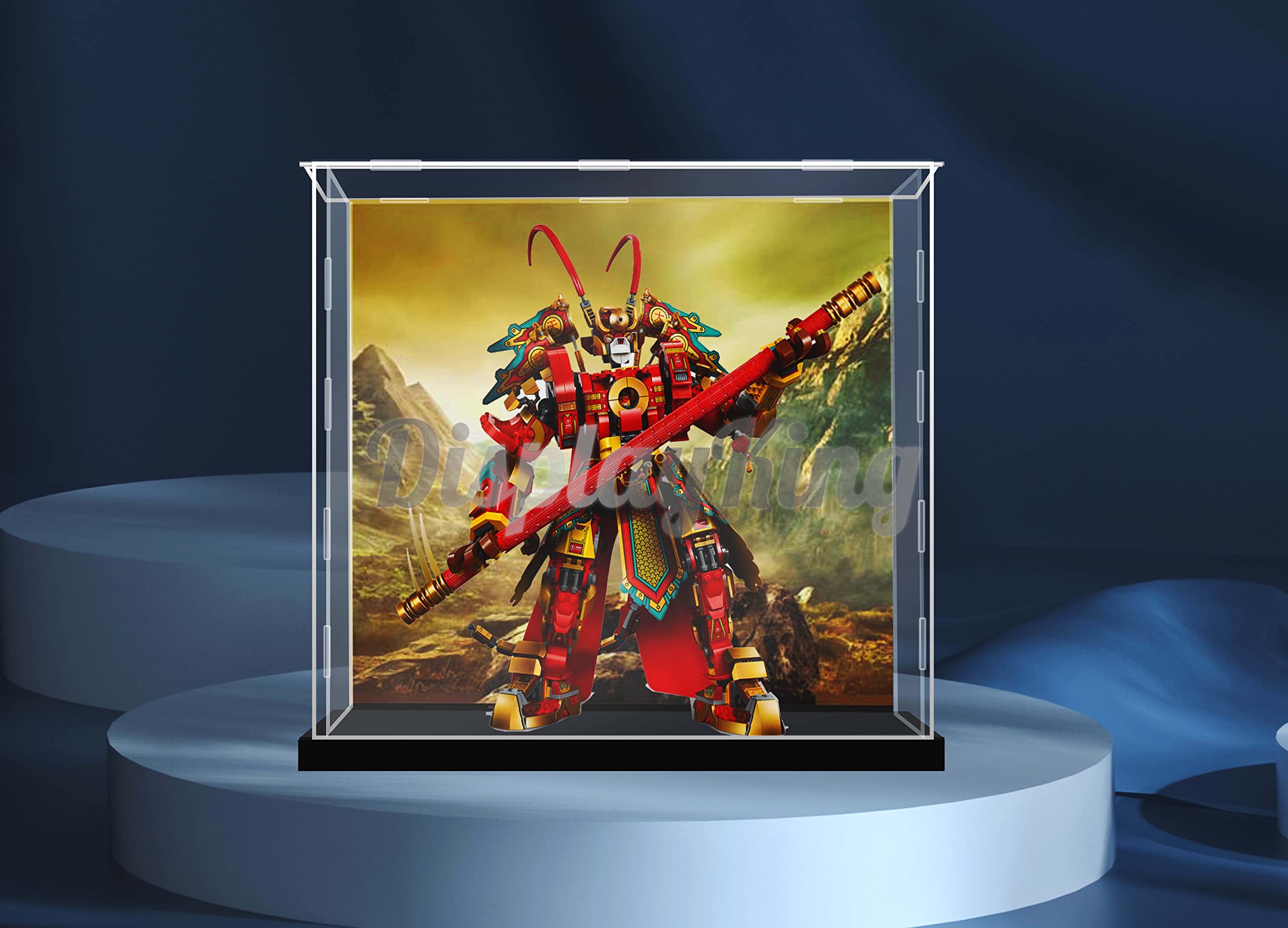 Premium Acrylic Display Case for LEGO Monkey King Warrior Mech 80012 - Protective Showcase with Themed Background (LEGO Set Not Included) | Perfect for Collectors & Home Decor
