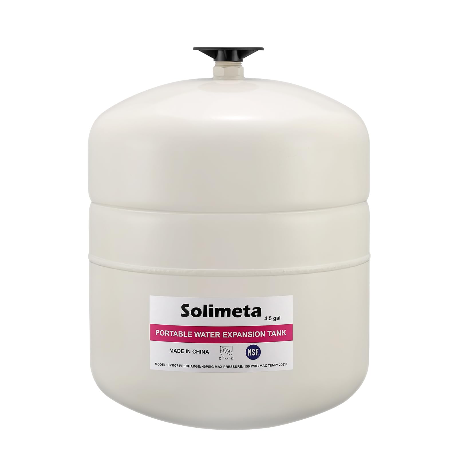 Solimeta 4.5 Gallon Thermal Expansion Tank for Water Heater - White Potable Water Expansion Tank | Prevents Pressure Buildup in Plumbing Systems | Ideal for Residential & Commercial Water Heaters