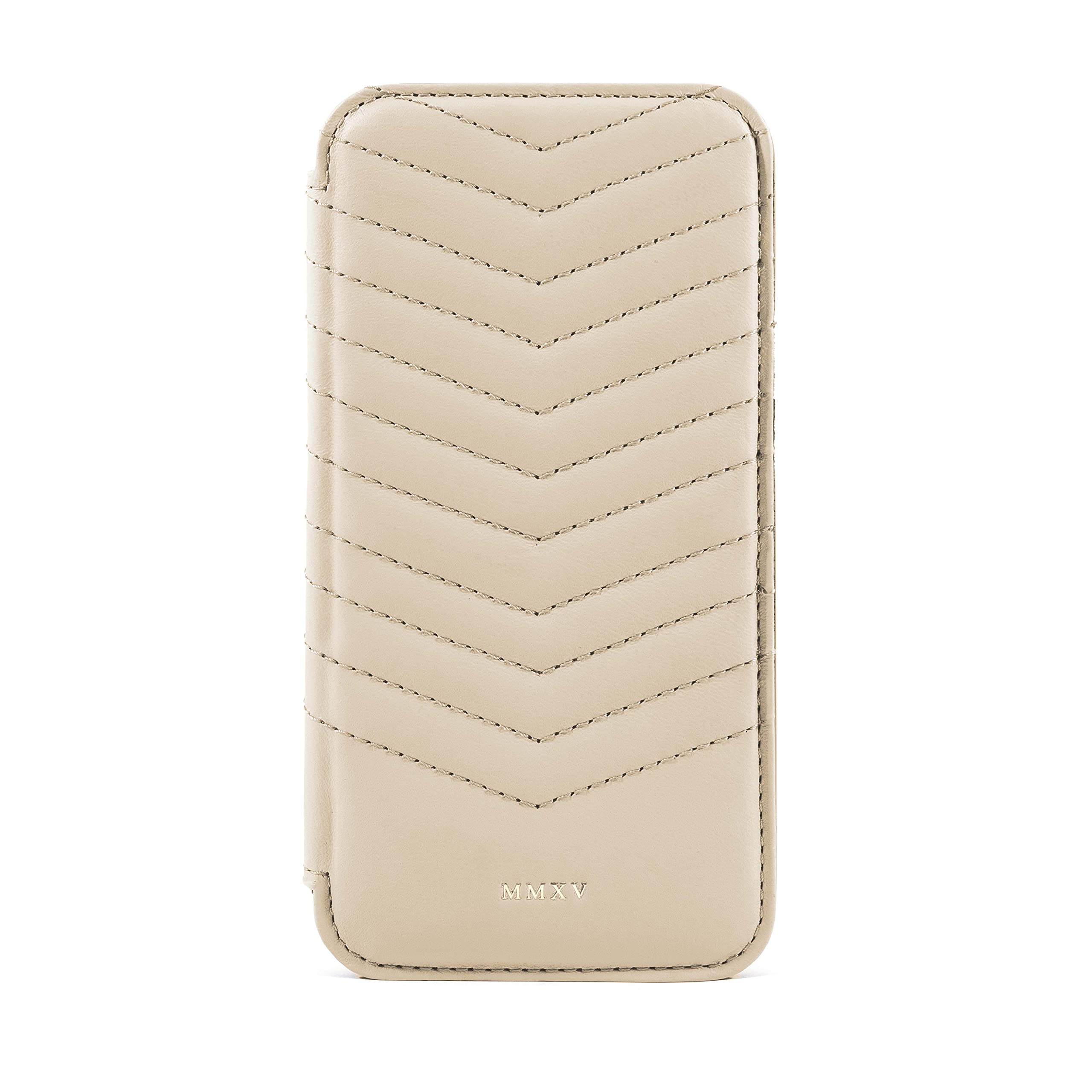 Premium Quilted Leather iPhone 13 Pro Max Case with MagSafe Compatibility | Luxury Protective Phone Cover | Wireless Charging Friendly | Cream & Gold Color | Perfect for Business Professionals & Fashion Enthusiasts