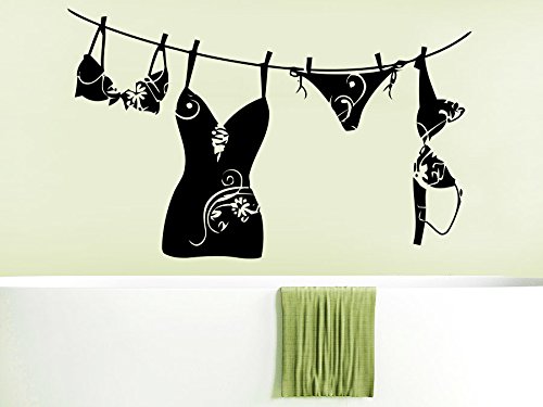 Removable Vinyl Wall Decal Stickers - Cute Girl's Underwear Design for Laundry Room & Bathroom Decor | Waterproof Home Art for Bedroom, Nursery & Kids Room | Perfect for DIY Home Improvement & Wall Decoration