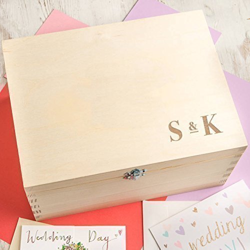 Personalized Engraved Couples Memory Box - Custom Initial Gifts for Anniversaries, Weddings & Housewarming - Romantic Wooden Keepsake Box for Love Letters & Mementos - Perfect Wedding Anniversary Gift for Couples