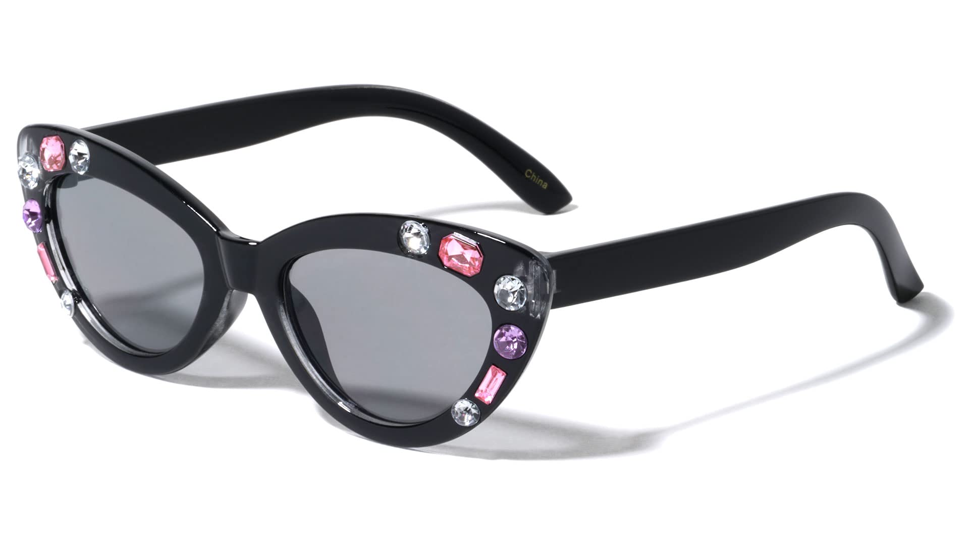 Sparkly Rhinestone Cat Eye Sunglasses for Kids - Trendy UV Protection Shades for Girls, Outdoor Play, Beach & Pool Party Accessories
