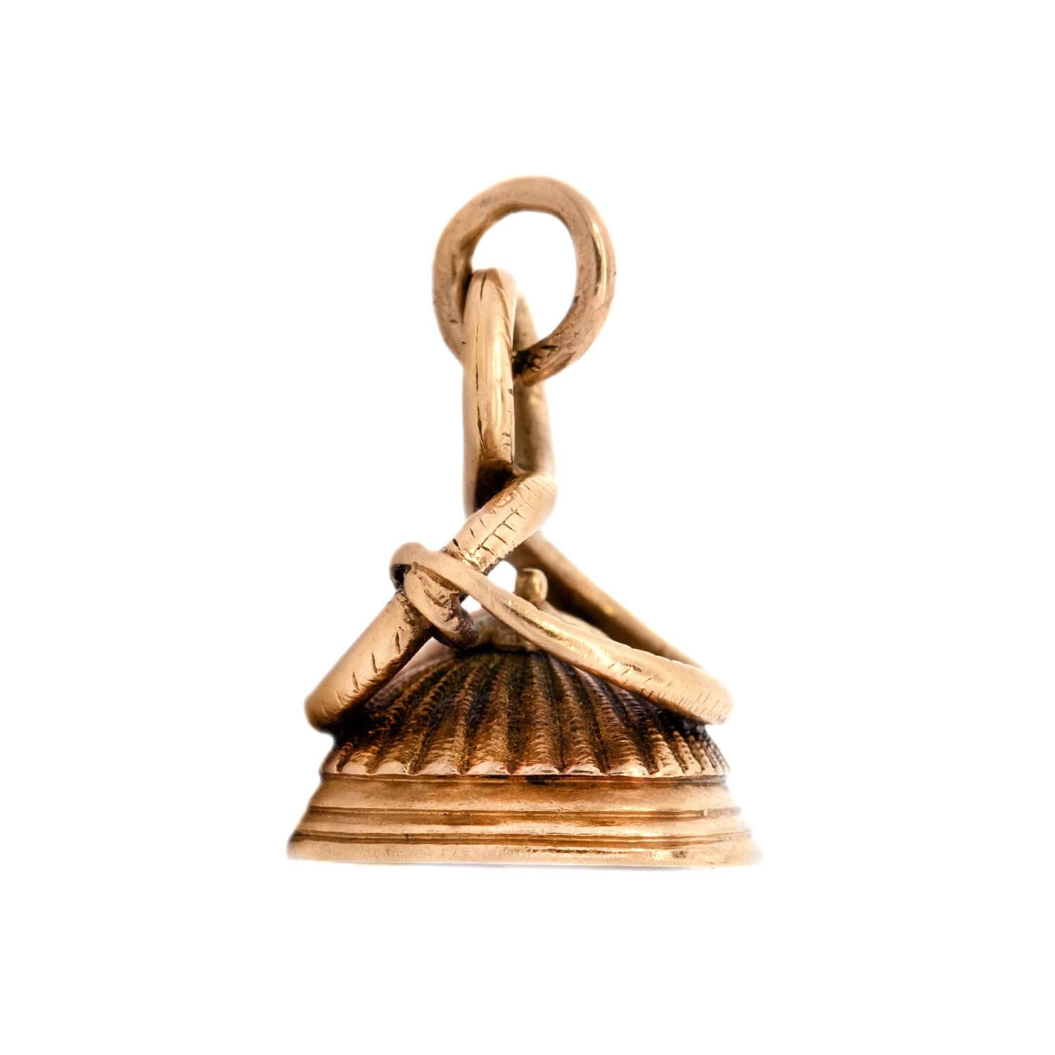 Victorian Style 14k Gold Agate Snake Motif Fob Pendant - Vintage Jewelry for Necklace, Bracelet & Gift Giving