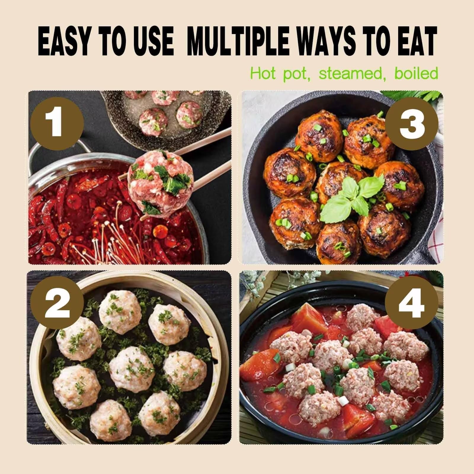 2Pcs Meatball Maker Tool - Kitchen Meatball Mold for Perfectly Sized Meatballs (3 at a Time) - Fast & Efficient Meatball Shaper for Homemade Cooking, Meal Prep & Party Food