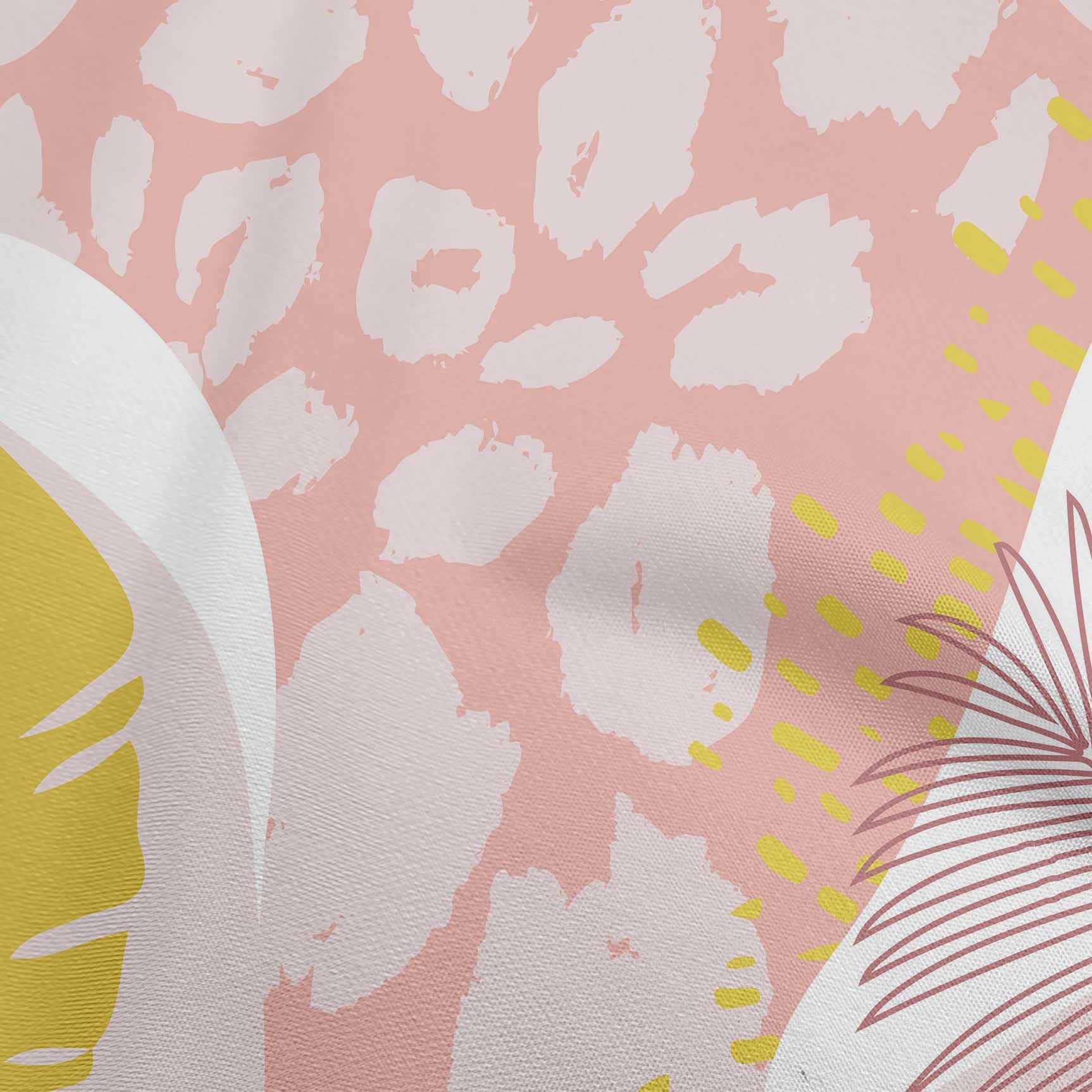 oneOone Velvet Rose Pink Fabric - Tropical Abstract Leaves Print Dress Material - 58 Inch Wide by The Yard - Perfect for Boho Dresses, Summer Tops & Home Decor Projects