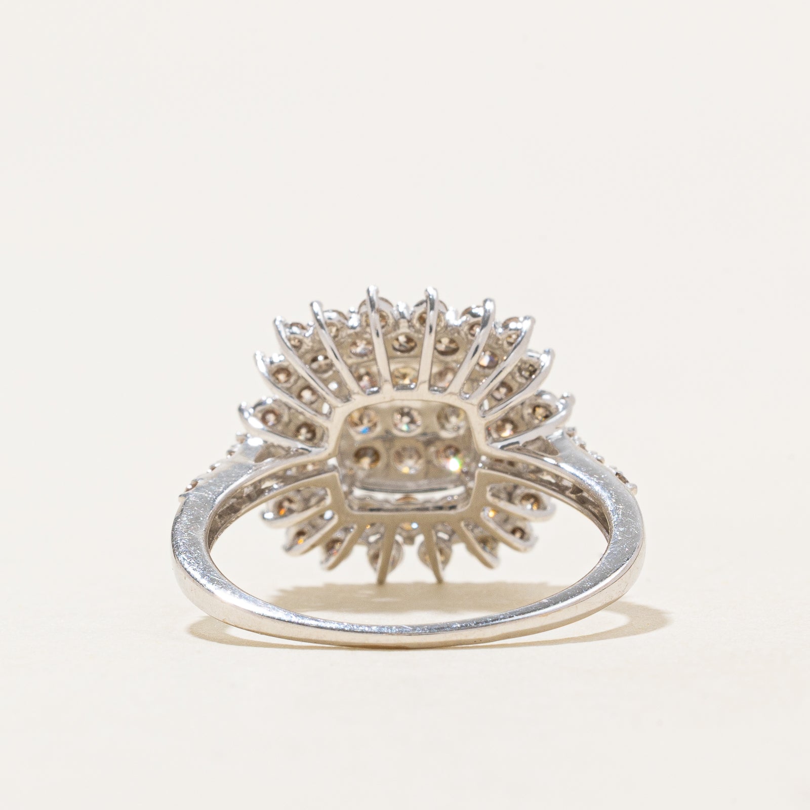 1.00ctw Diamond Cluster Petal Ring - Size 6 | Elegant Floral Engagement Ring for Women | Perfect for Weddings, Anniversaries & Special Occasions