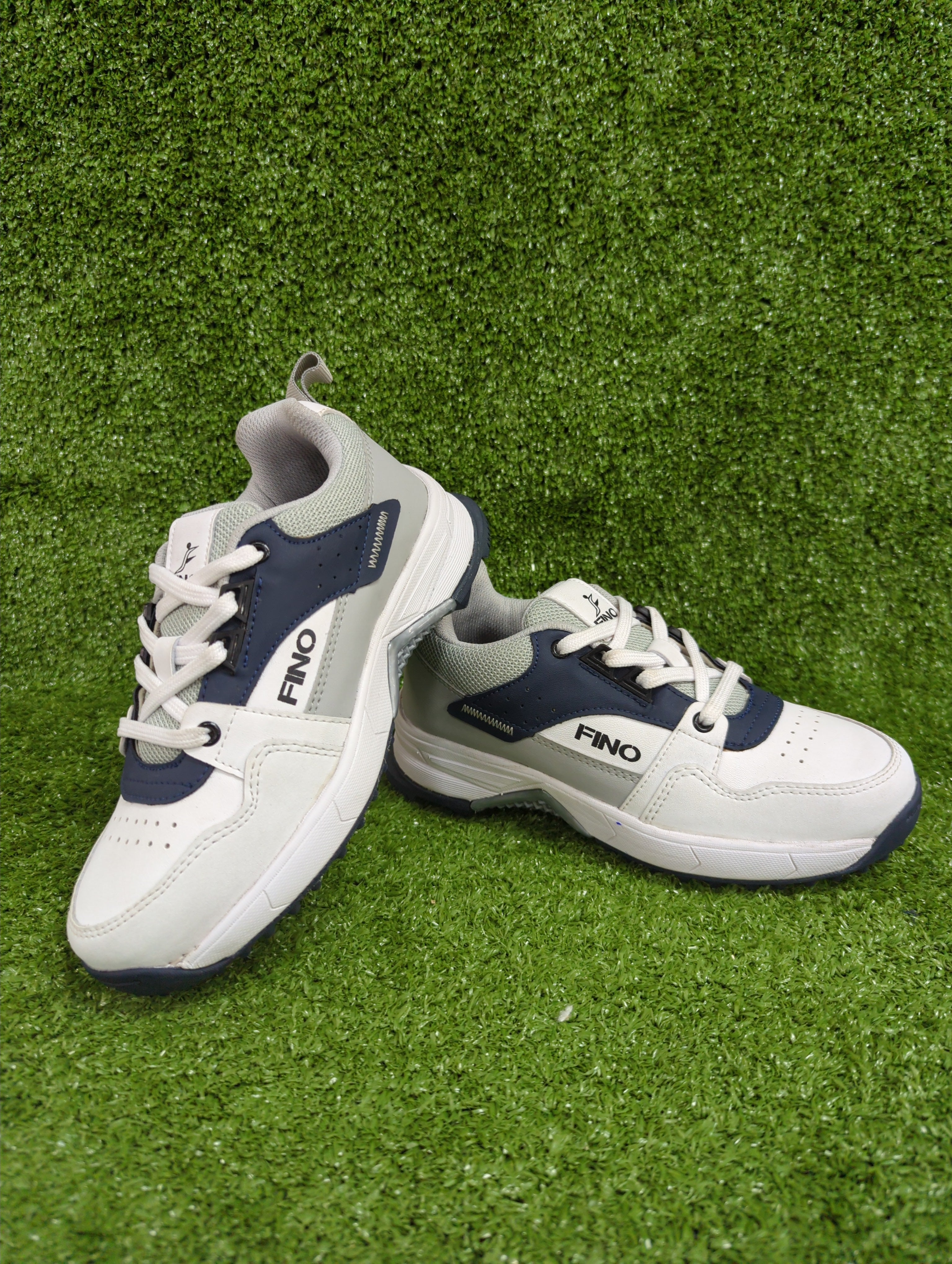 FINO C 12 Junior Cricket Shoes for Boys - Navy Blue & Dark Gray | Lightweight & Durable for Practice & Matches