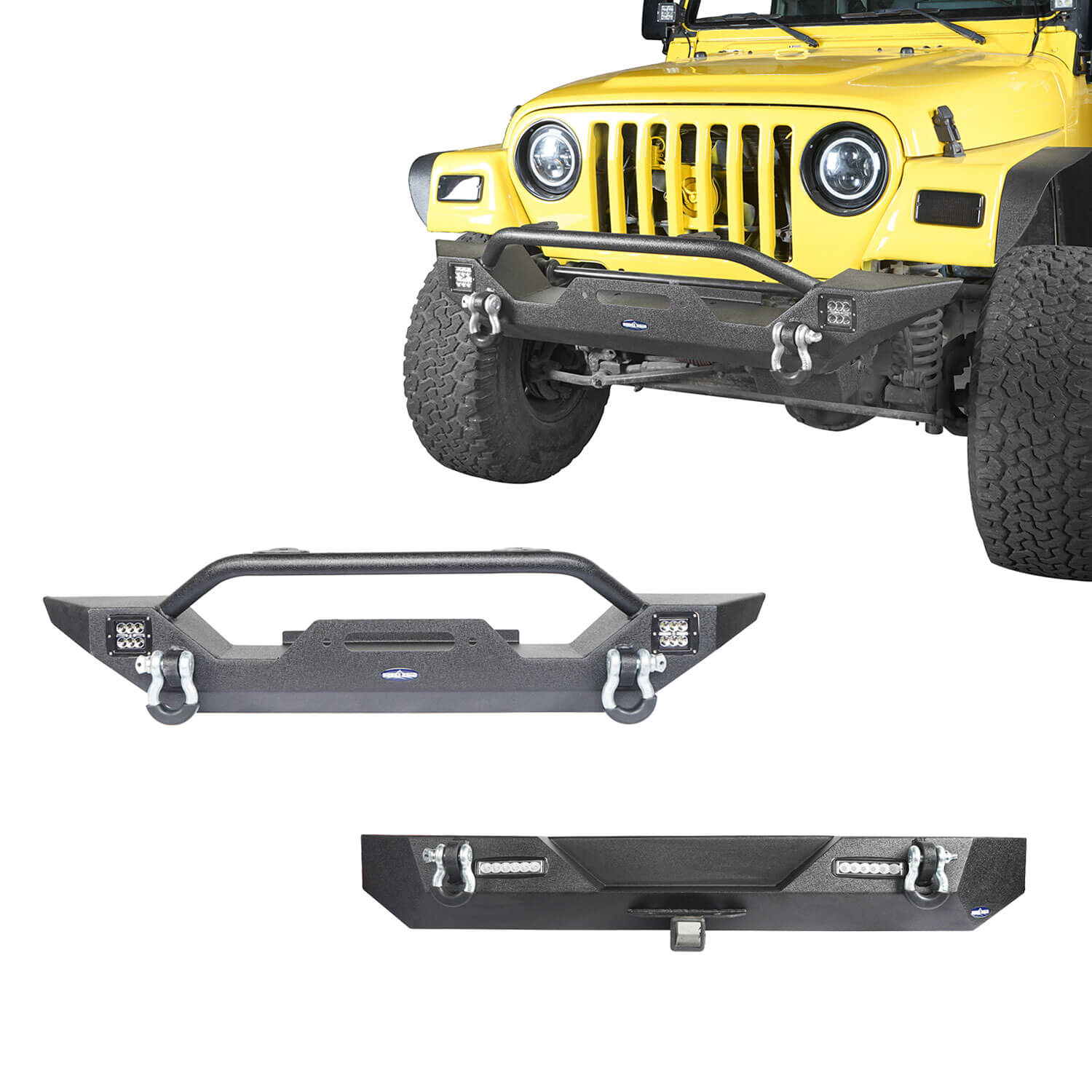 87-06 Jeep Wrangler TJ YJ Trail Mid Width Front & Rear Bumper Combo - Heavy Duty Off-Road Protection for Rock Crawling & Adventure