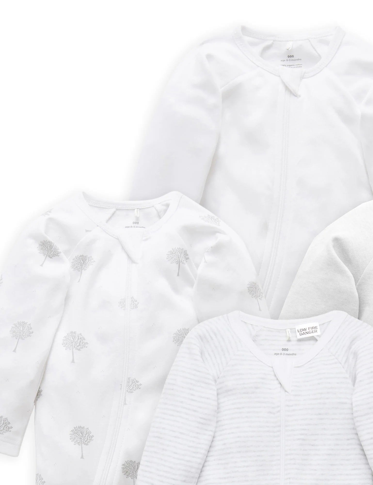 Purebaby Organic Cotton Zip Growsuit 4-Pack - Soft Grey Melange Baby Rompers for Newborns & Infants | Perfect for Daycare, Playtime & Sleepwear
