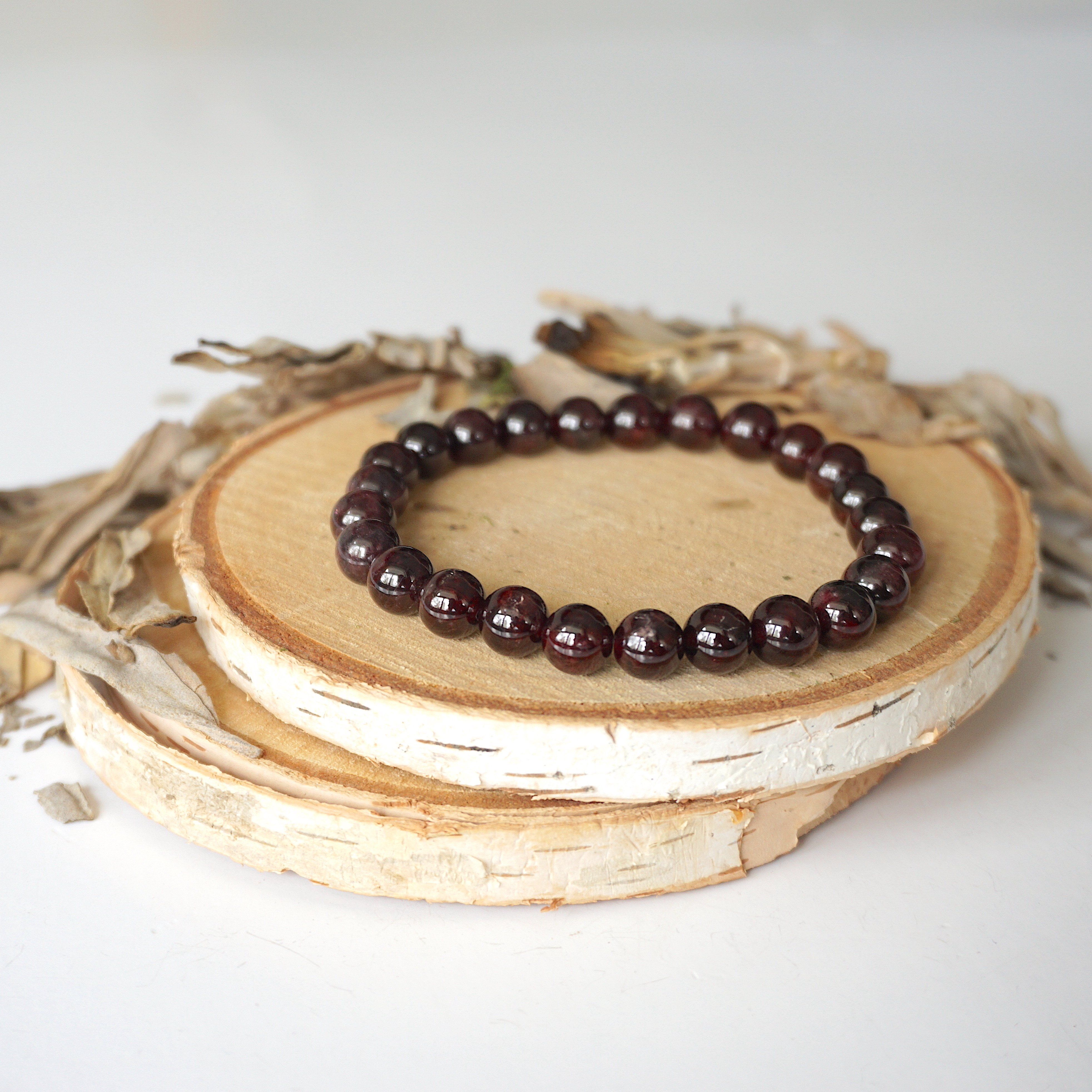 Garnet Healing Crystal Mala Bracelet - Natural Gemstone Meditation Beads for Stress Relief & Positive Energy | Perfect for Yoga, Mindfulness & Spiritual Practice