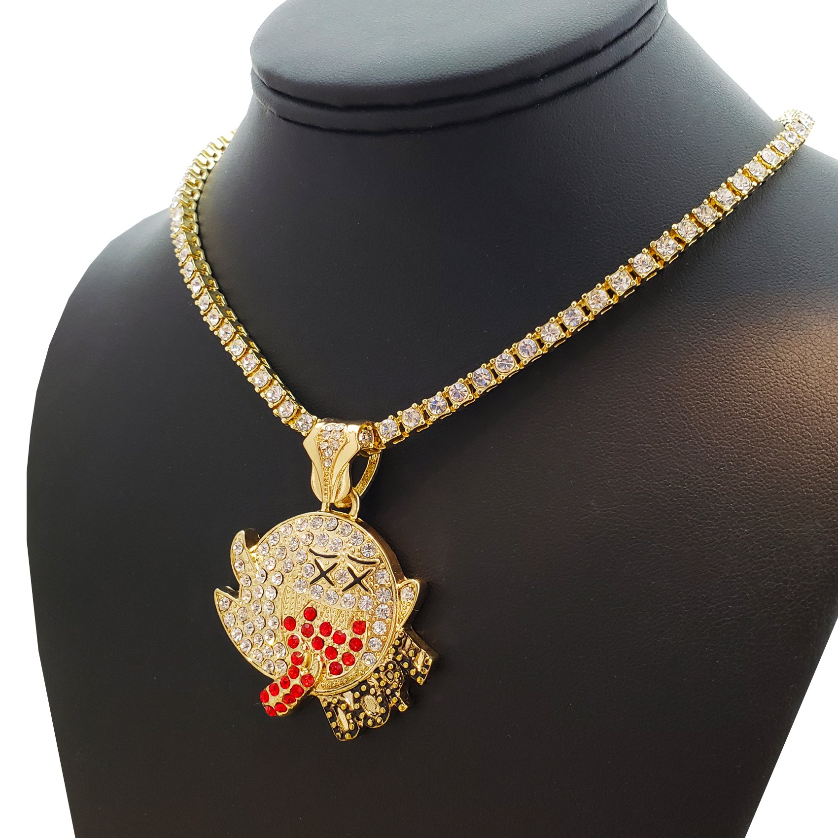 Iced Out Mario Ghost Boo Pendant with 18