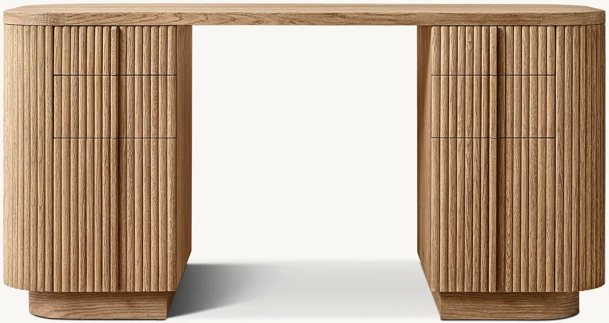 Mulholland Storage Desk - Modern Home Office Desk with Drawers & Shelves for Workspace Organization | Perfect for Small Spaces, Dorm Rooms & Home Offices