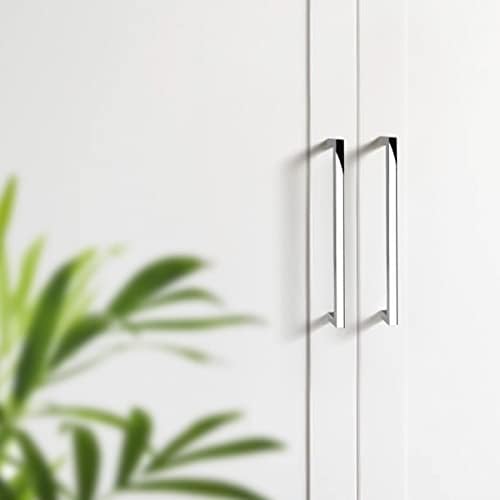 GobeKOR 50 Pack Polished Chrome Square Cabinet Pulls - 7-1/2 Inch Hole Centers, Solid Dresser Drawer Handles for Kitchen Cabinets, Wardrobes & Furniture (Durable & Stylish Hardware for Home Renovation)