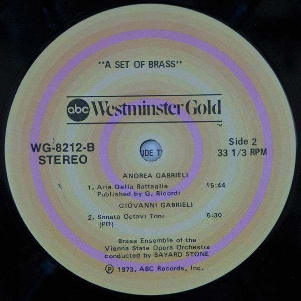Andrea Gabrieli & Giovanni Gabrieli: Vienna State Opera Brass Ensemble LP Album (VG+) – Classical Music Collectors Edition for Audiophiles & Home Listening