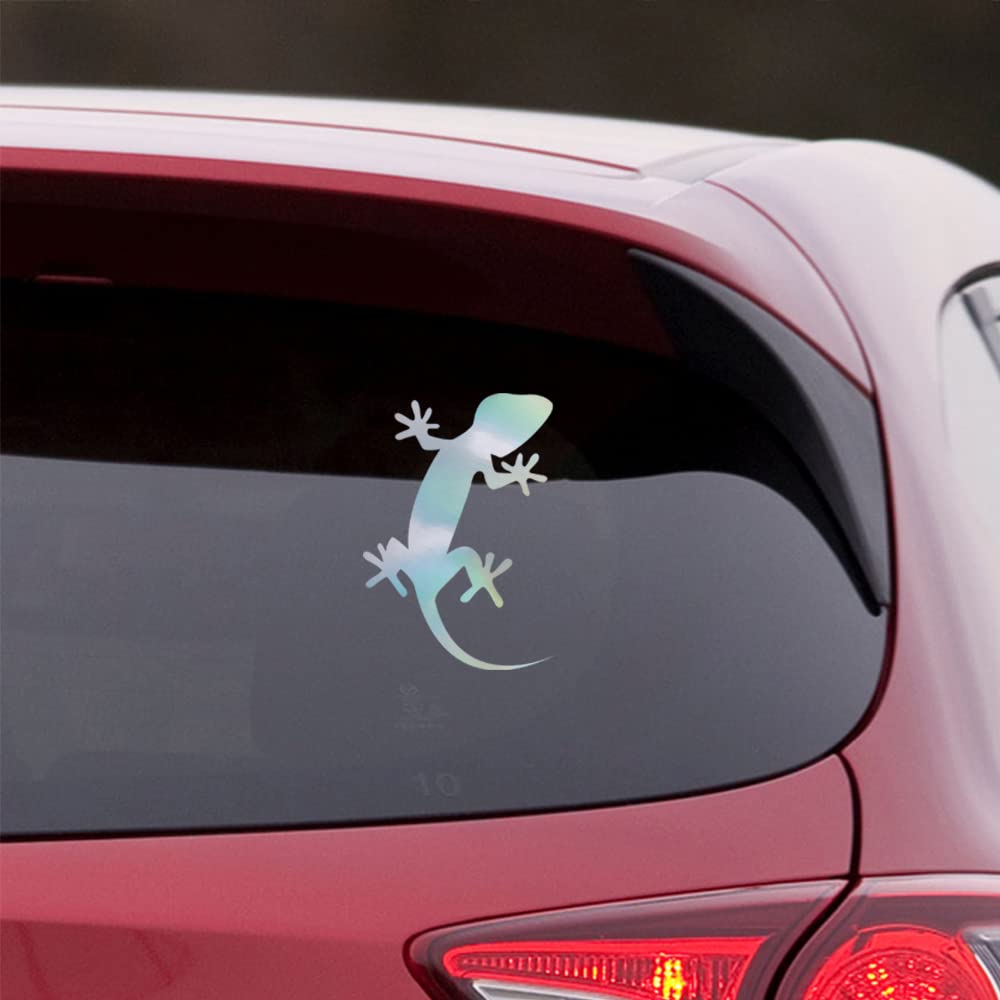 Premium Waterproof Vinyl Gecko Lizard Holographic Decal Stickers (Set of 2) - Durable Adhesive for Laptop, Phone, Helmet, Car Window, Bumper, Mug, Cup, Door & Wall Decoration - Perfect for Outdoor Use, DIY Crafts & Personalizing Your Belongings