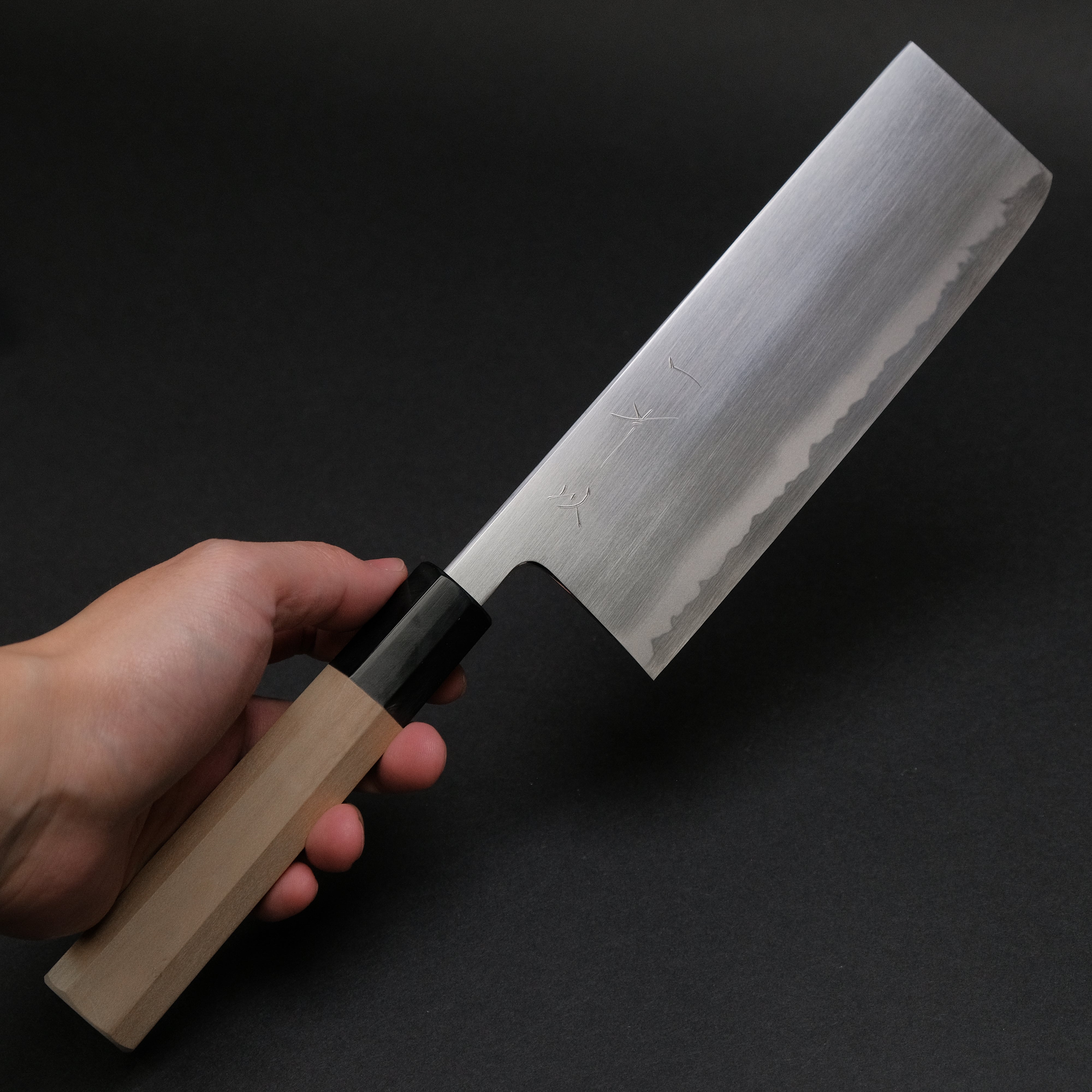 Premium Hitohira Gorobei Izo Blue #2 Nakiri Knife - Japanese Carbon Steel Blade with Magnolia Wood Handle - Perfect for Vegetable Chopping, Slicing & Asian Cuisine Preparation