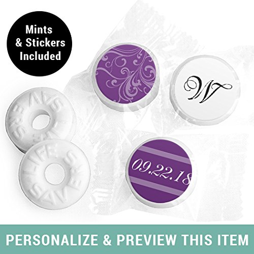 Personalized Purple Wedding Candy LifeSavers Mints - Bulk Pack of 320 Mints for Wedding Favors, Bridal Showers & Special Events
