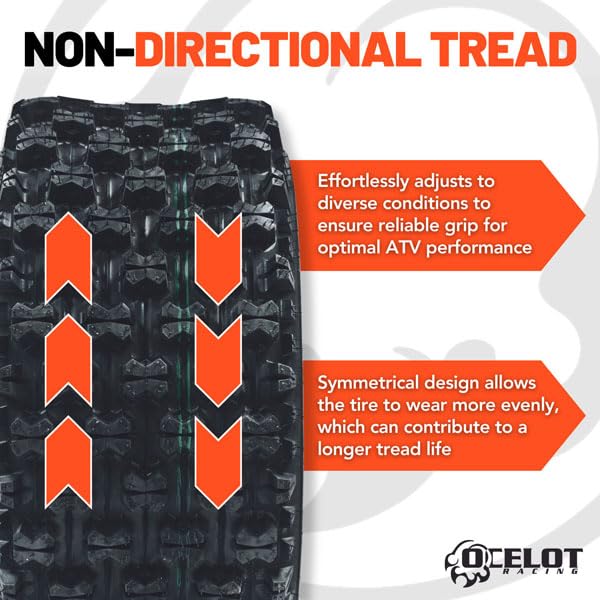 Ocelot P357 20x10x9 ATV Tires - GNCC Holeshot Sport RAZR Style 4-Ply Bias Tires with Non-Directional Tread for Durability, Grip & Traction - Perfect for Off-Road Racing, Trail Riding & Mud Adventures - 20x10-9 Rear ATV Tires