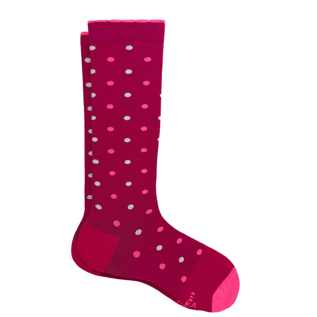 Women's Pink Compression Socks with Dots - Medical Grade Support for Circulation, Running & Travel - Comfortable for Nurses, Athletes & Long Flights
