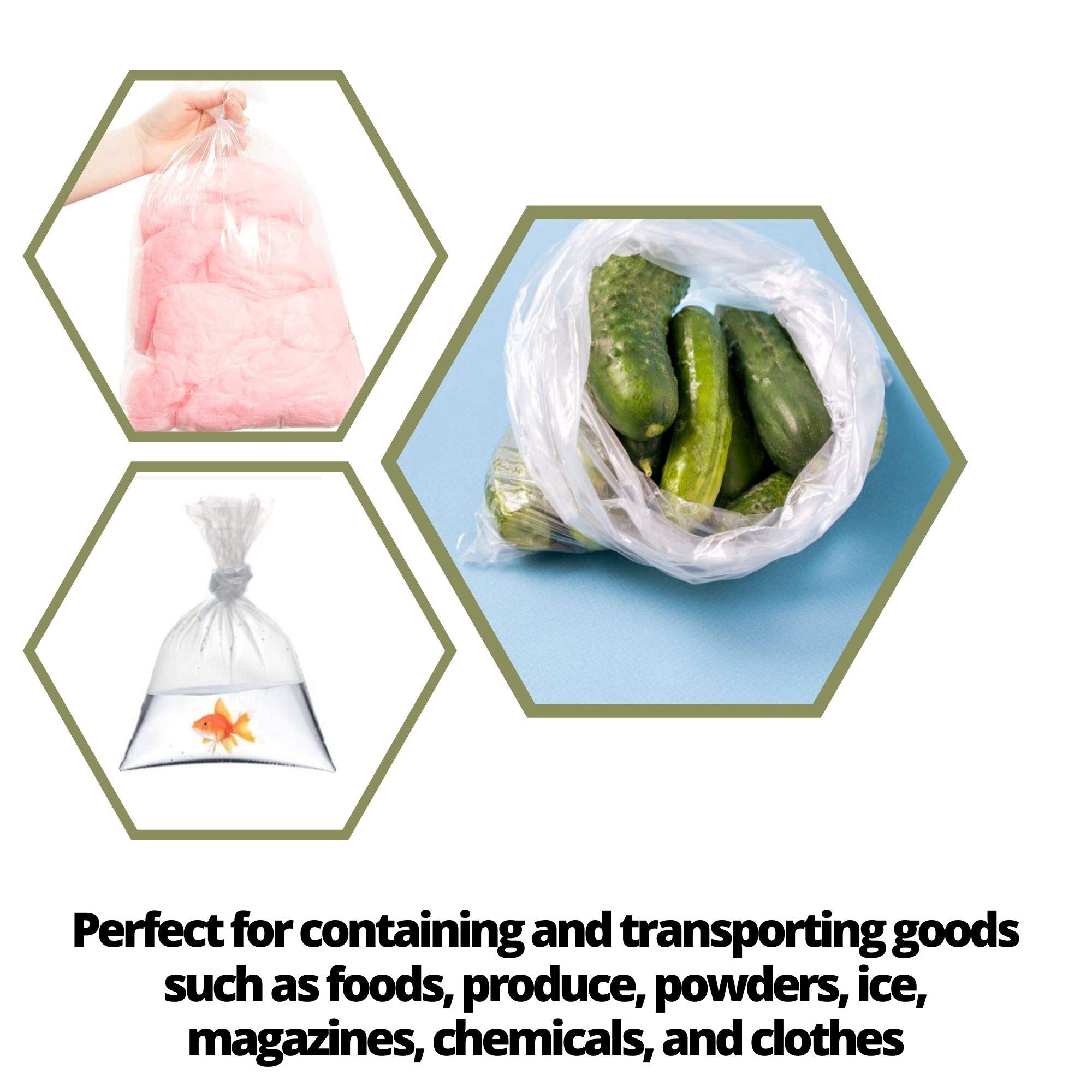 100 Pack 12x18 Inch Clear Plastic Bags - 1 Mil Cellophane Bags with Single Side Opening for Food Storage, Packaging & Industrial Use | Perfect for Bakery, Candy, Crafts & Retail Display
