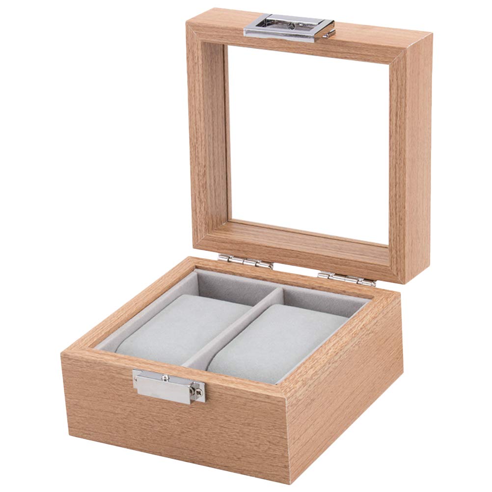 Premium Wooden Watch Box - 2 Grids Elegant Watch Display Organizer | Couple Watch Storage Case | Perfect Gift for Him & Her | Ideal for Travel, Home Decor & Jewelry Organization