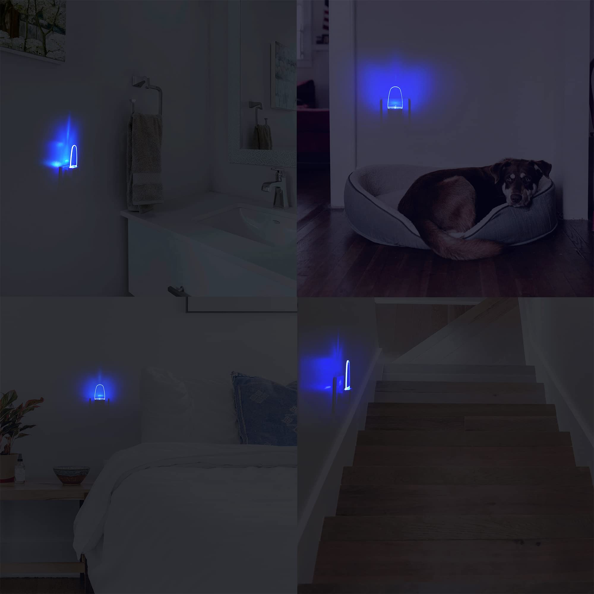 4 Pack Dusk to Dawn Sensor Night Light Plug in - Blue LED Night Lights for Kids, Nursery, Bedroom, Bathroom & Hallway - Energy Efficient Auto On/Off Nightlight for Safe Nighttime Navigation