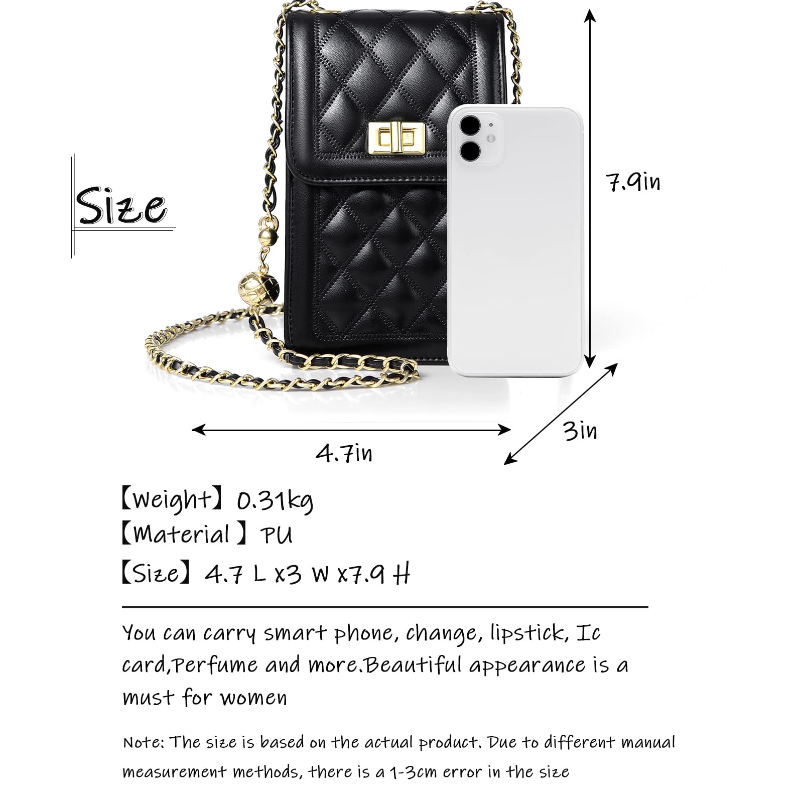 FSD.WG Women's Small Crossbody Leather Phone Purse - Mini Messenger Shoulder Bag with Wallet - Perfect for Travel, Shopping & Everyday Use
