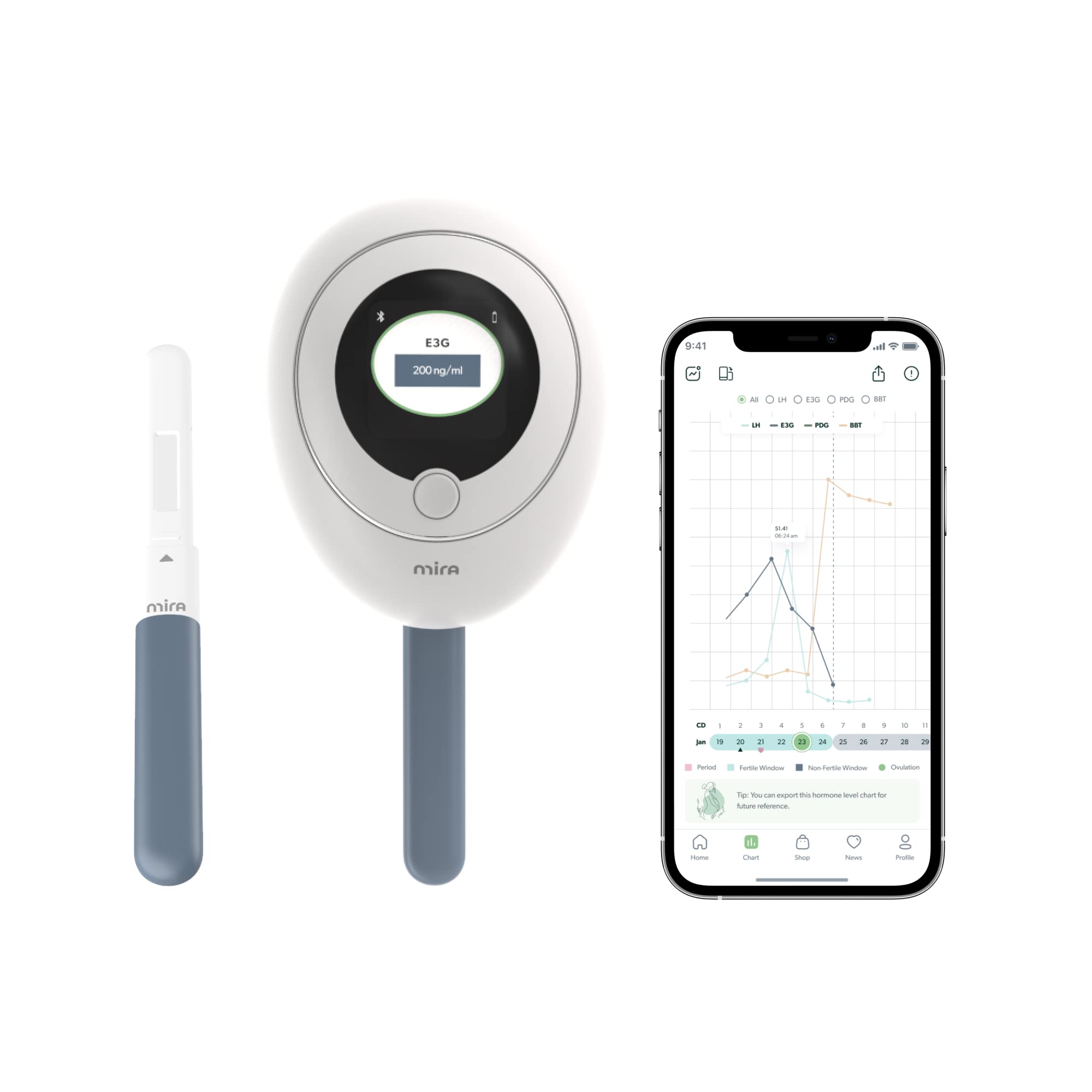 Mira Fertility Plus Ovulation Predictor Kit - 10 LH & Estrogen Test Wands with Smart App, Patented Hormone Tracking for Accurate Ovulation Prediction - Perfect for Women Trying to Conceive or Track Fertility Cycles