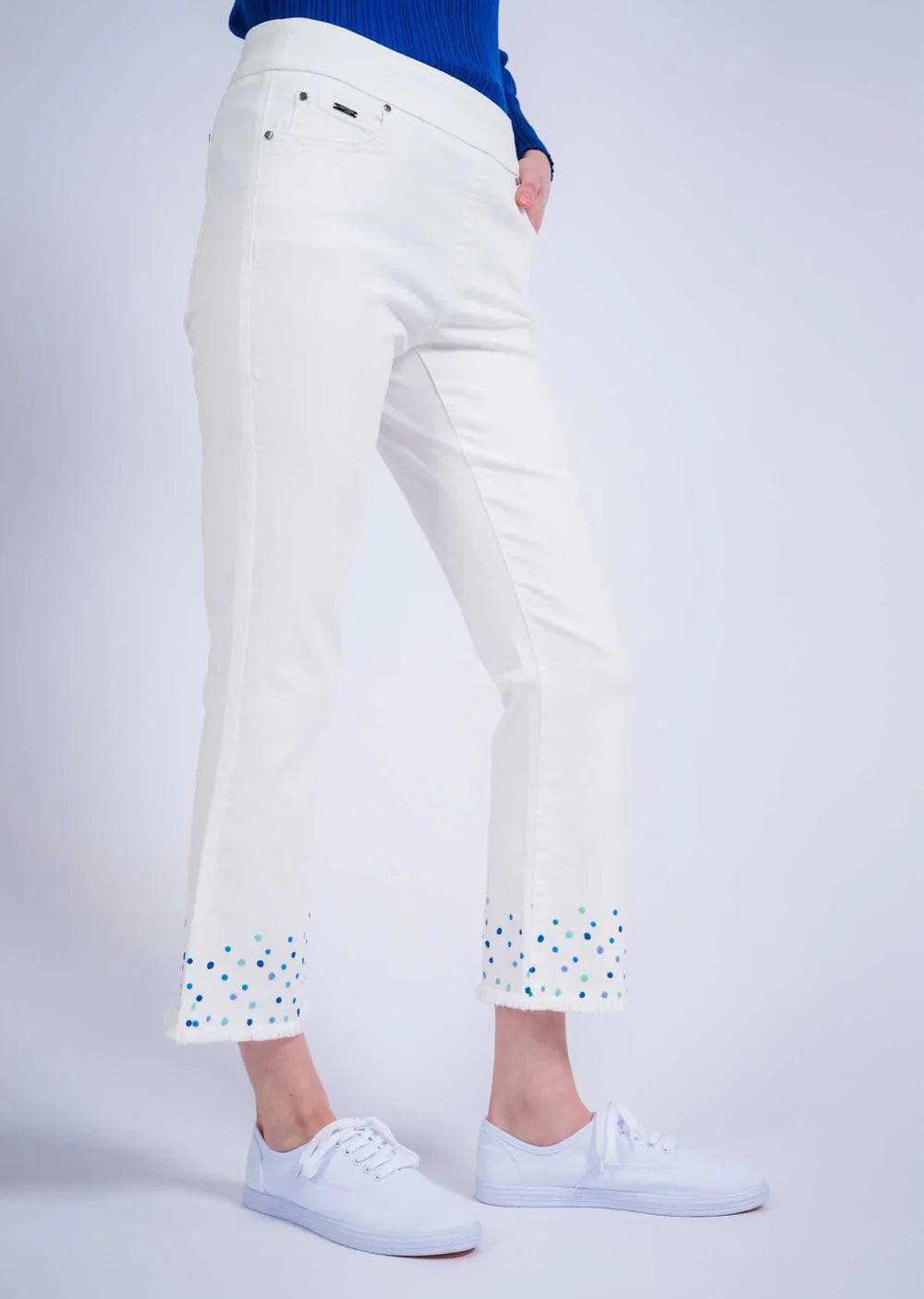 Hampton Twill Trouser with Blue Dot Detail - Classic Comfort Pants for Business Casual & Office Wear