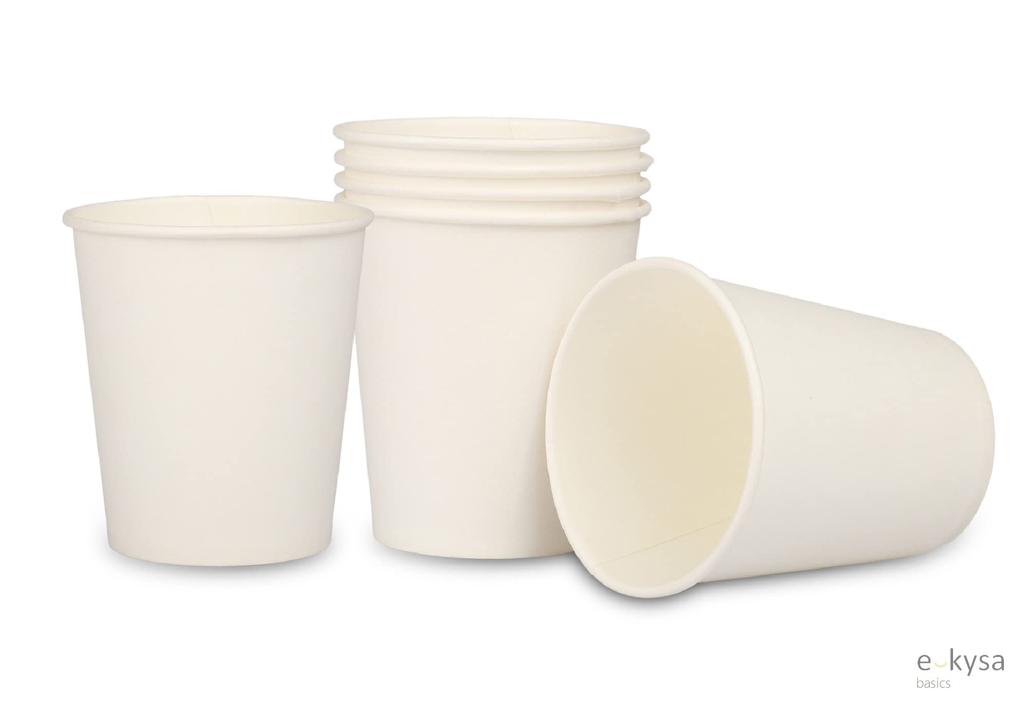 E Kysa Basics 100-Pack Disposable White Paper Tea & Coffee Cups (200ml) - Eco-Friendly Hot Drink Cups for Office, Cafes, and Home Use