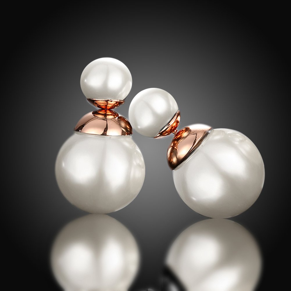 Elegant Double Sided Pearl Stud Earrings for Women - Perfect for Parties & Work
