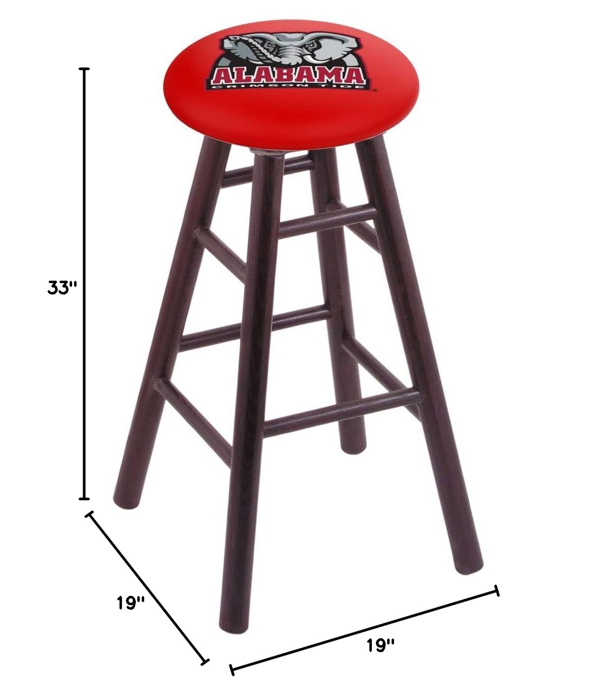 Holland Bar Stool Co. Dark Cherry Oak Bar Stool with Alabama Seat - Rustic Pub Stool for Home Bar, Kitchen Island & Restaurant Use