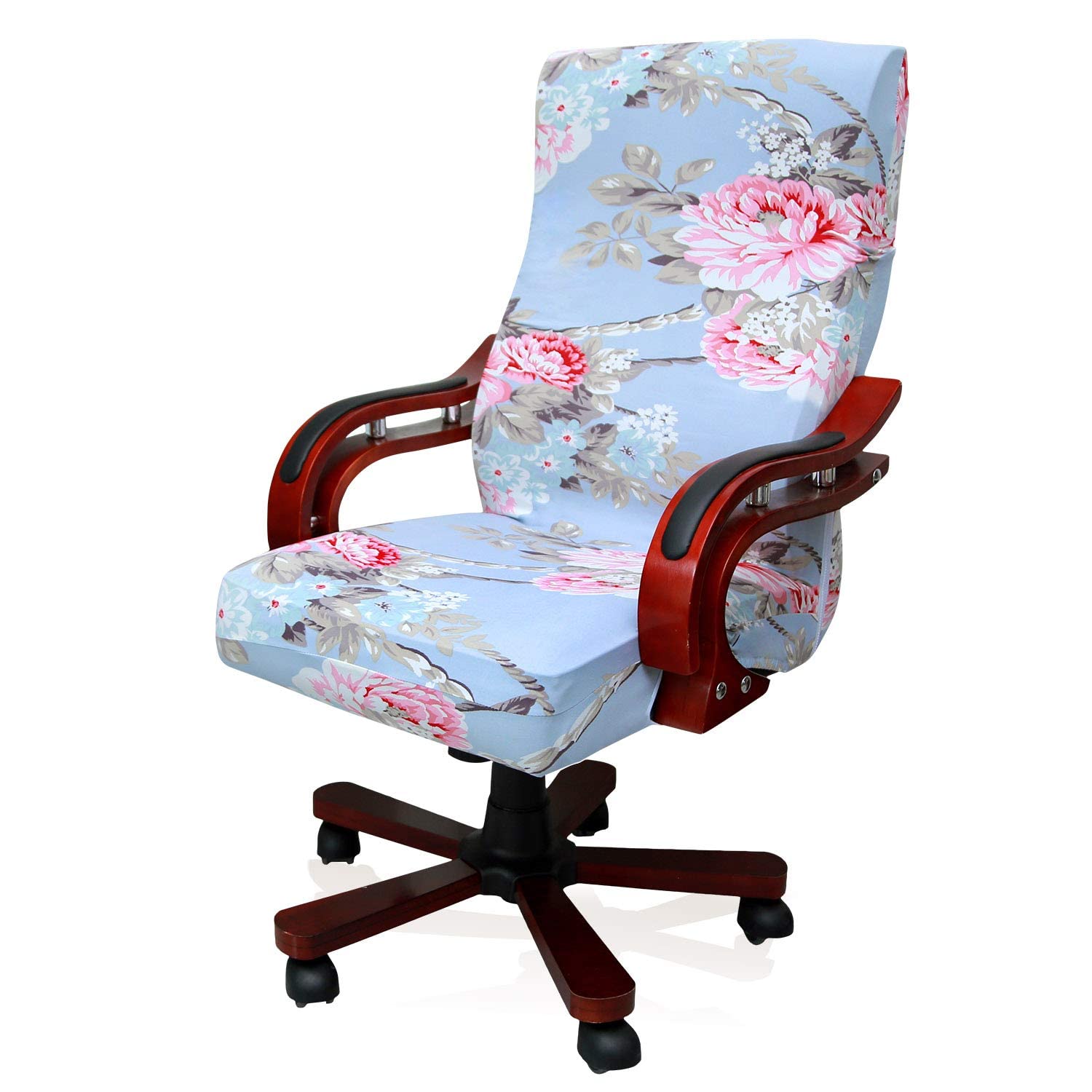 Breathable Stretchable Polyester Office Chair Cover - Washable High Back Slipcover for Computer & Desk Chairs, Universal Fit (M009-13) | Home Office & Gaming Setup Accessory