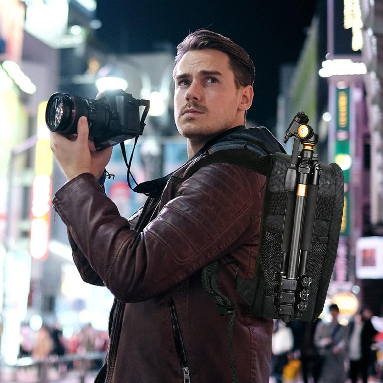 Qutalmi Waterproof Camera Backpack for DSLR - Durable Photography Bag with Padded Compartments for Camera, Lens & Flash | Perfect for Travel, Hiking & Outdoor Photography