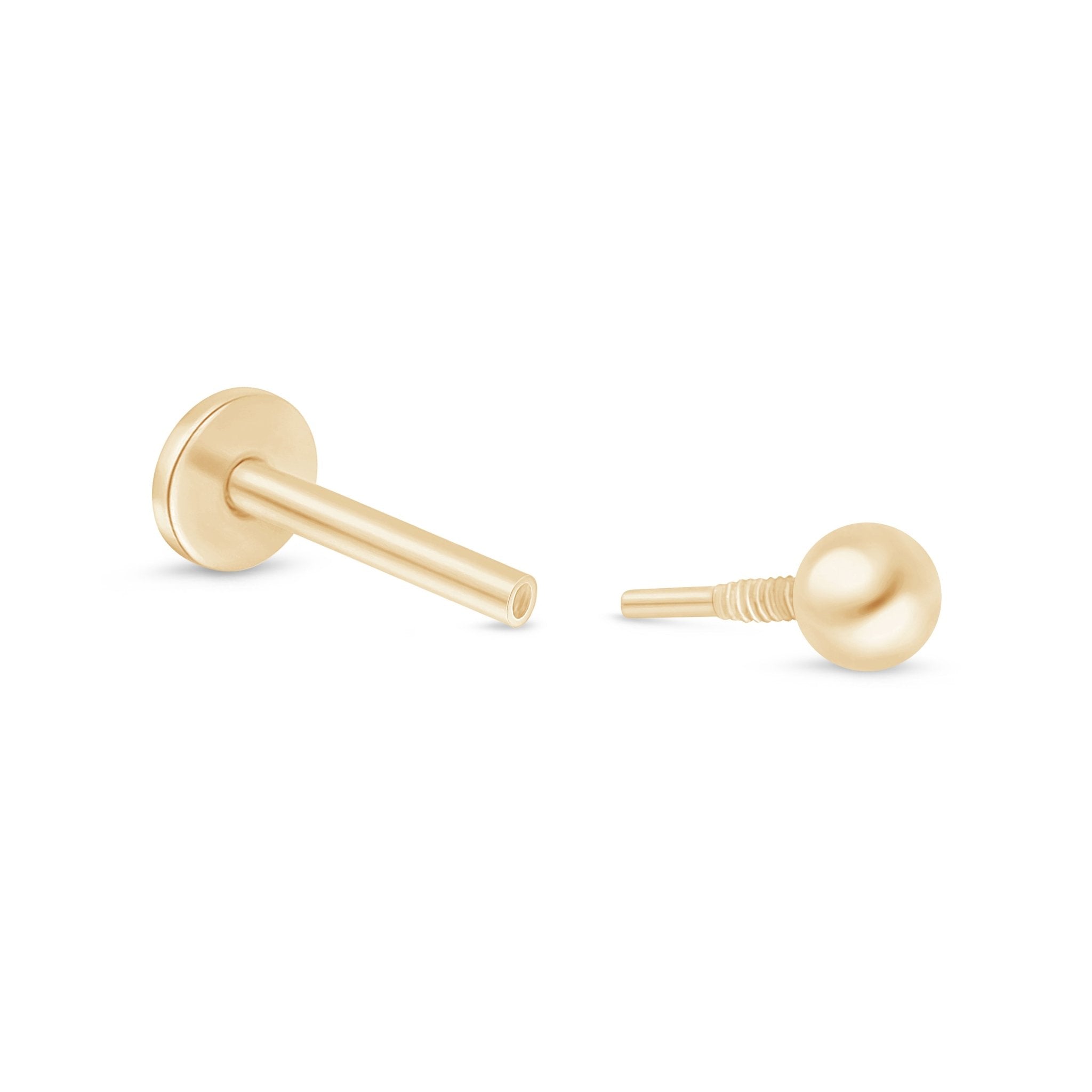 14K Solid Yellow Gold Ball Flat Back Stud Earrings - Hypoallergenic & Tarnish-Free for Sensitive Ears | Perfect for Everyday Wear, Gifts & Special Occasions