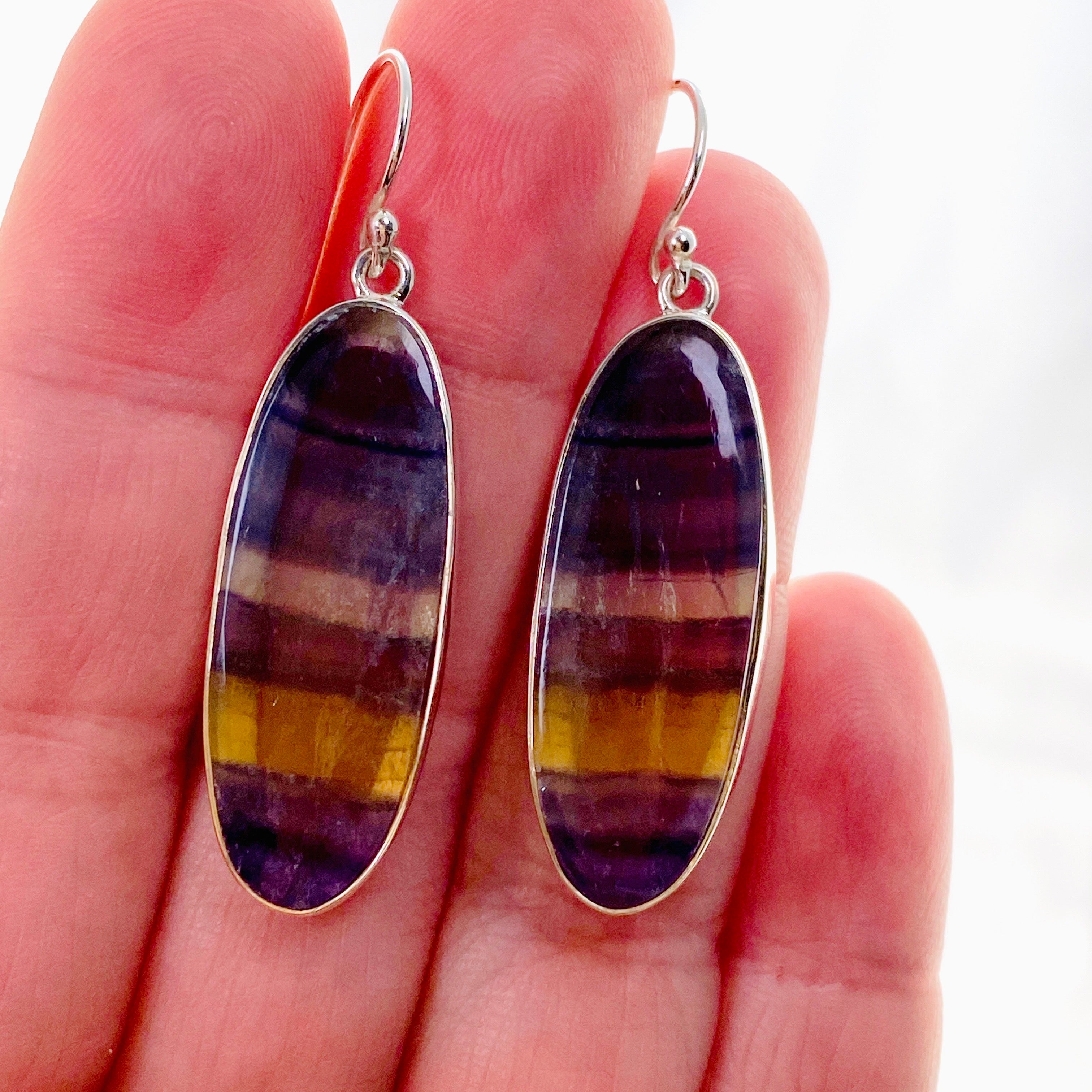 Natural Fluorite Oval Cabochon Earrings - Handmade Gemstone Jewelry for Women | Perfect for Gift Giving, Weddings & Special Occasions