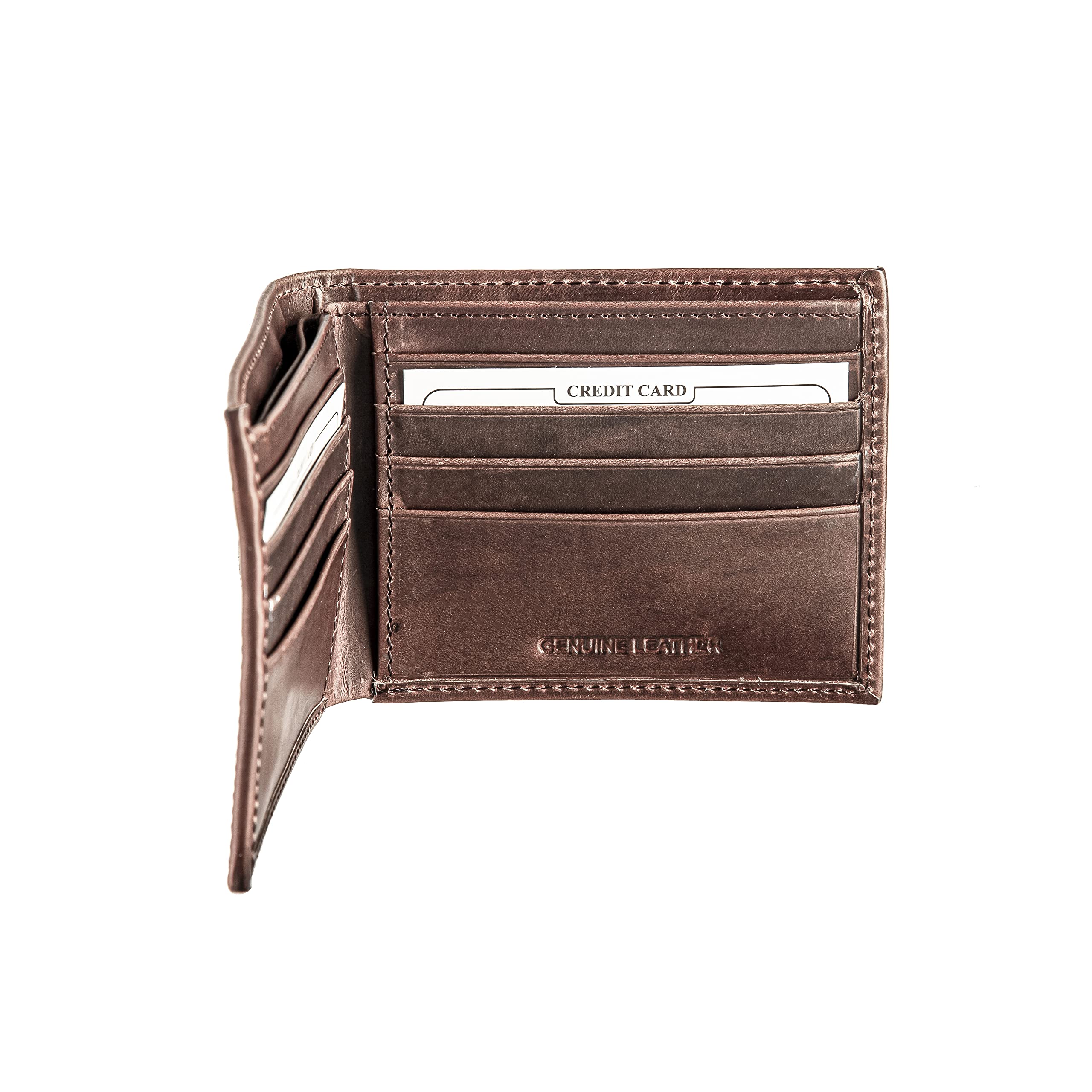 Official NFL Dallas Cowboys Genuine Leather Bi-Fold Wallet - Licensed Logo Stamped - Money & Credit Card Organizer - Perfect for Football Fans & Game Day (Gift Box Included)