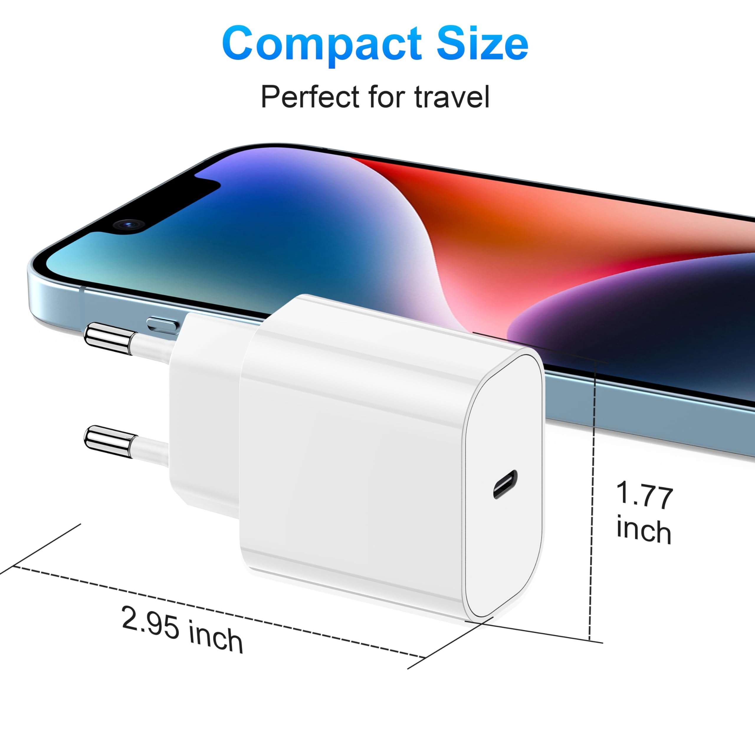 Jeenek MFi Certified USB C Fast Charger for iPhone 14 13 12 11 Pro Max XR XS SE & iPad - 3M Lightning Charging Cable - Perfect for Home, Office, Travel & Car Charging