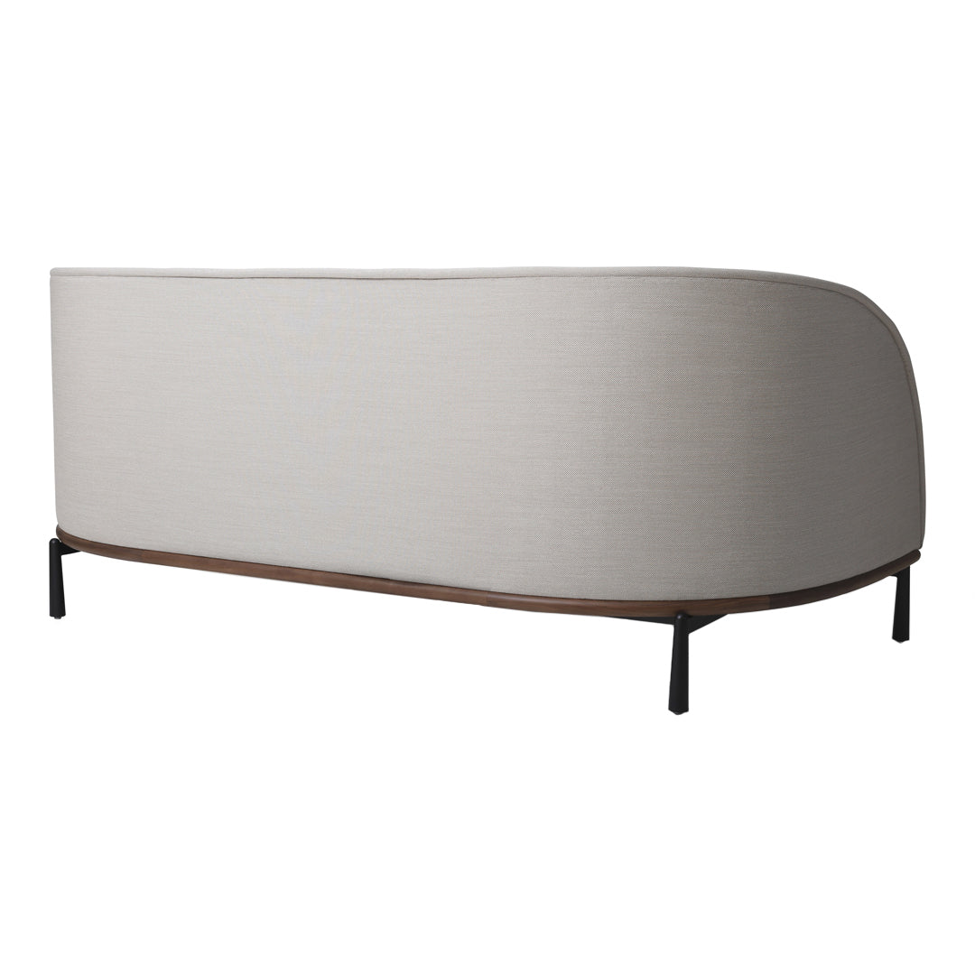 Modern Arc Sofa 3-Seater Contemporary Linen Fabric Sectional Couch for Living Room, Lounge & Office - Comfortable Mid-Century Design with Sturdy Wooden Legs