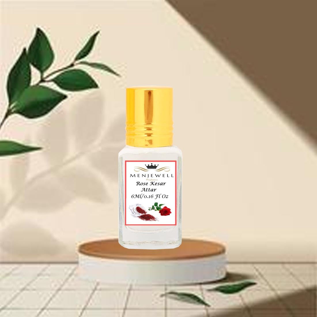 Menjewell Fragrances Rose Kesar Attar 6ml - Premium Natural Perfume Oil for Women & Men - Perfect for Meditation, Aromatherapy & Daily Wear