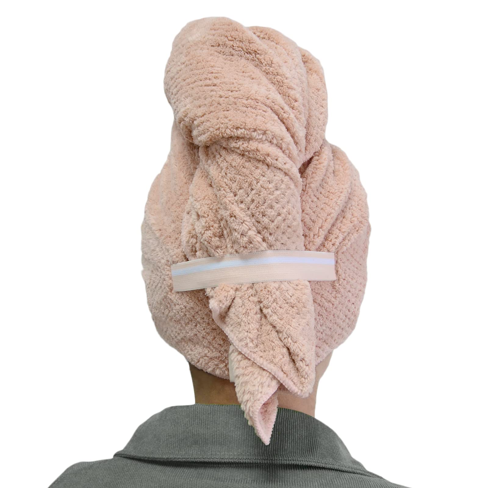 Chloven Jumbo Large Microfiber Hair Towel Wrap for Women - Anti-Frizz Quick Dry Hair Towel with Elastic Strap, Super Absorbent & Ultra Soft XL Hair Wrap for Thick Hair - Perfect for Post-Shower, Salon, Travel & Home Hair Care
