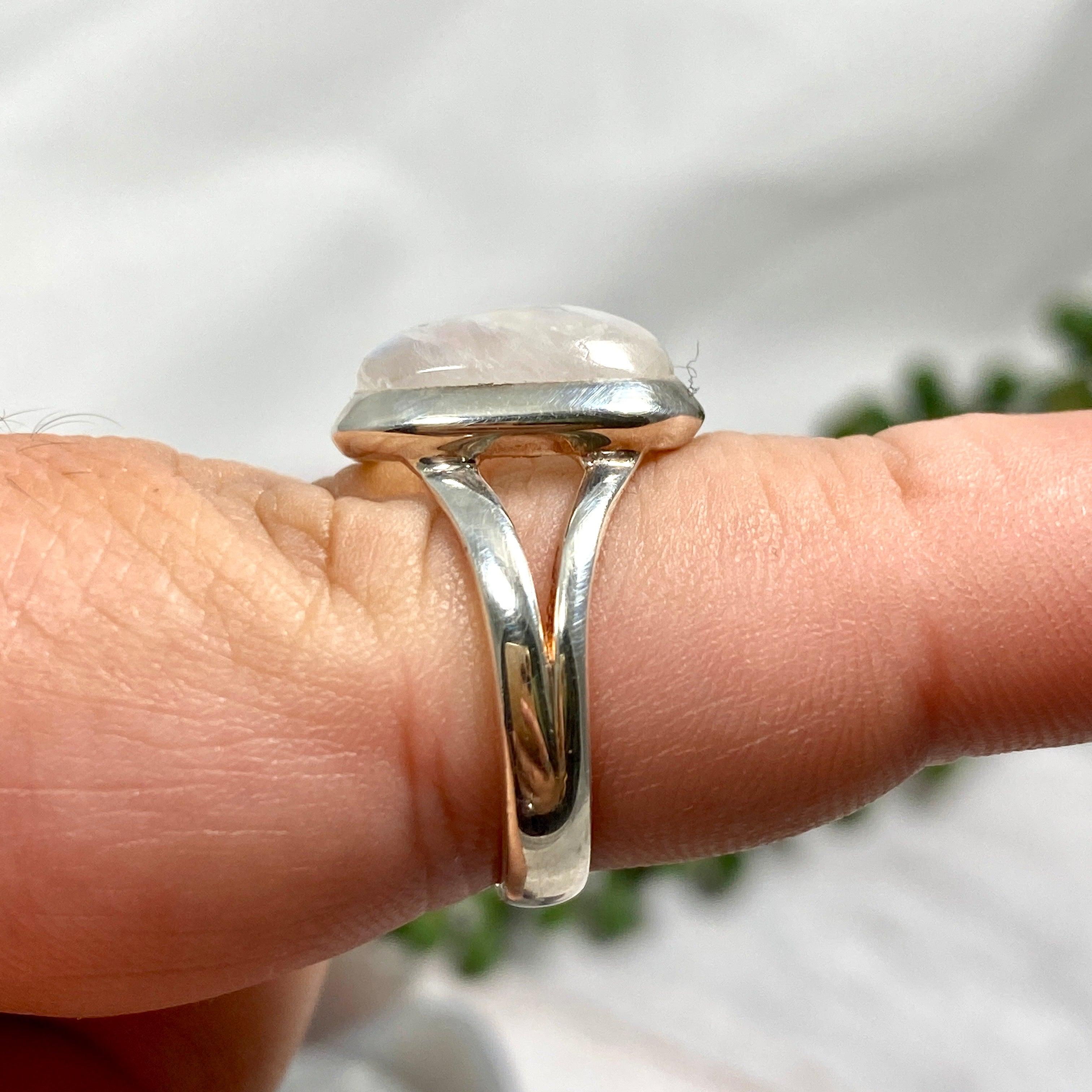 Moonstone Rectangular Ring for Women - Sterling Silver Size 8 - KRGJ2187 - Elegant Jewelry for Everyday Wear & Special Occasions