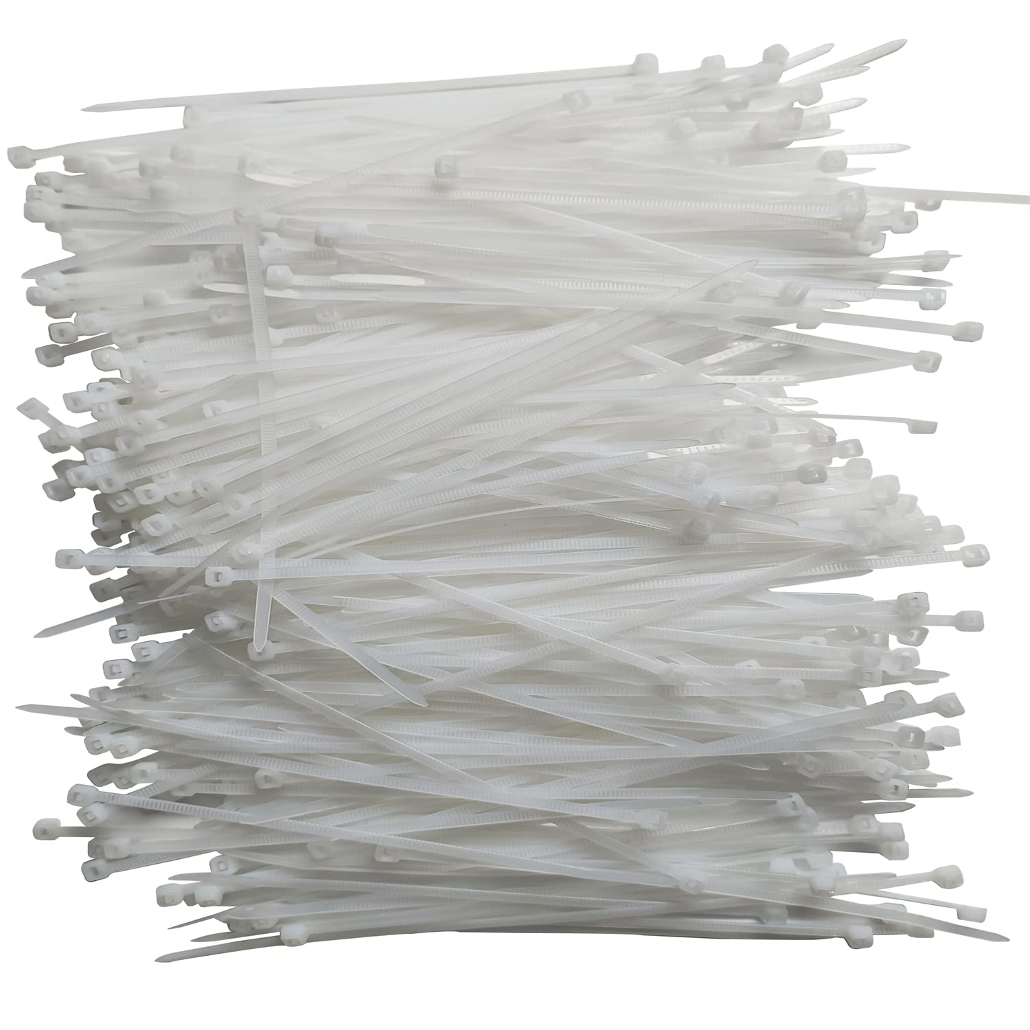 500pcs Heavy Duty 8-Inch White Nylon Zip Ties - 40lbs Tensile Strength, Self-Locking Cable Ties for Indoor/Outdoor Use - Organize Wires, Secure Plants & DIY Projects (8
