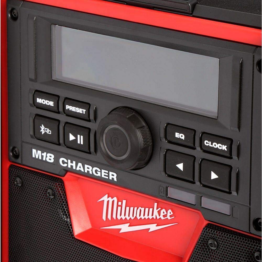 Milwaukee 2792-20 Jobsite Radio with USB Charger | Portable Bluetooth Speaker for Construction Sites, Workshops & Outdoor Work | Weather-Resistant AM/FM Radio with Power Tool Battery Compatibility