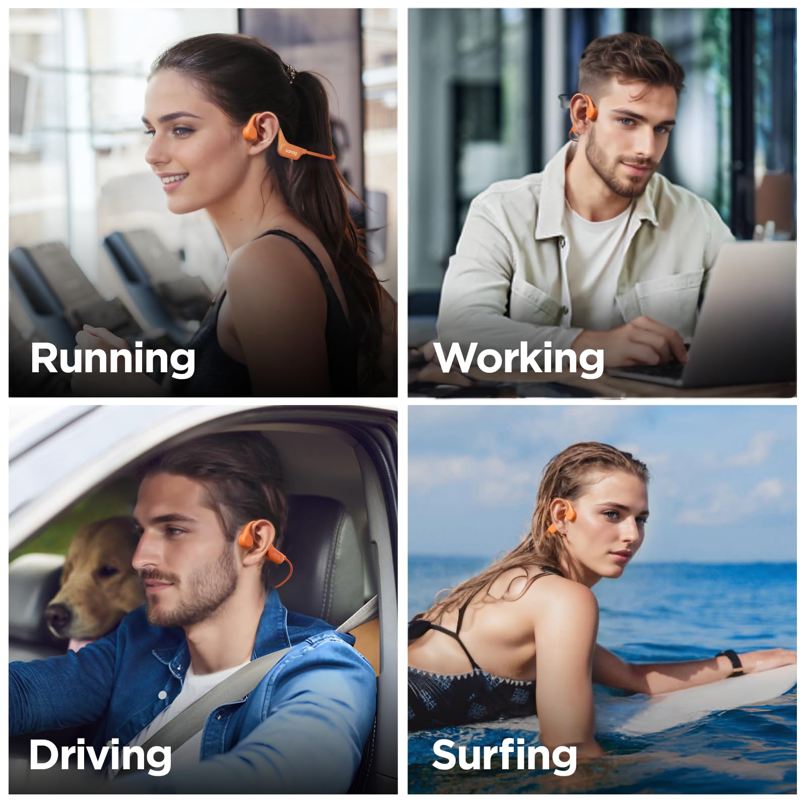 Sanag IPX8 Waterproof Bone Conduction Headphones with Built-in MP3 Player 64GB - Bluetooth 5.3 Open Ear Wireless Headset with Mic for Swimming, Running, Cycling & Workouts - Sweatproof Sports Earphones for Active Lifestyle